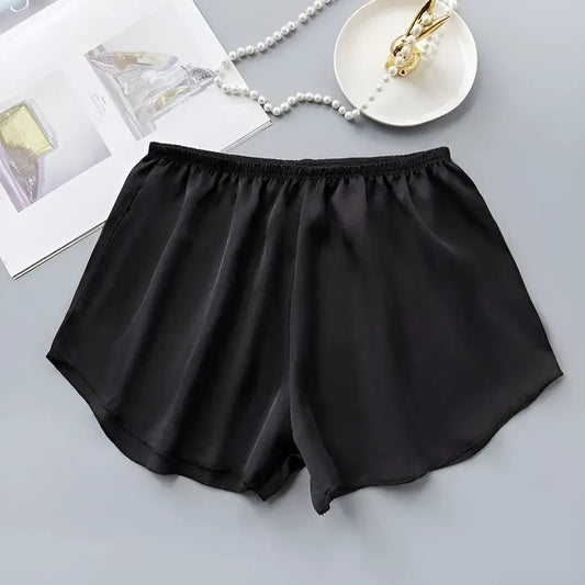 Noir Shorts de sommeil en satin