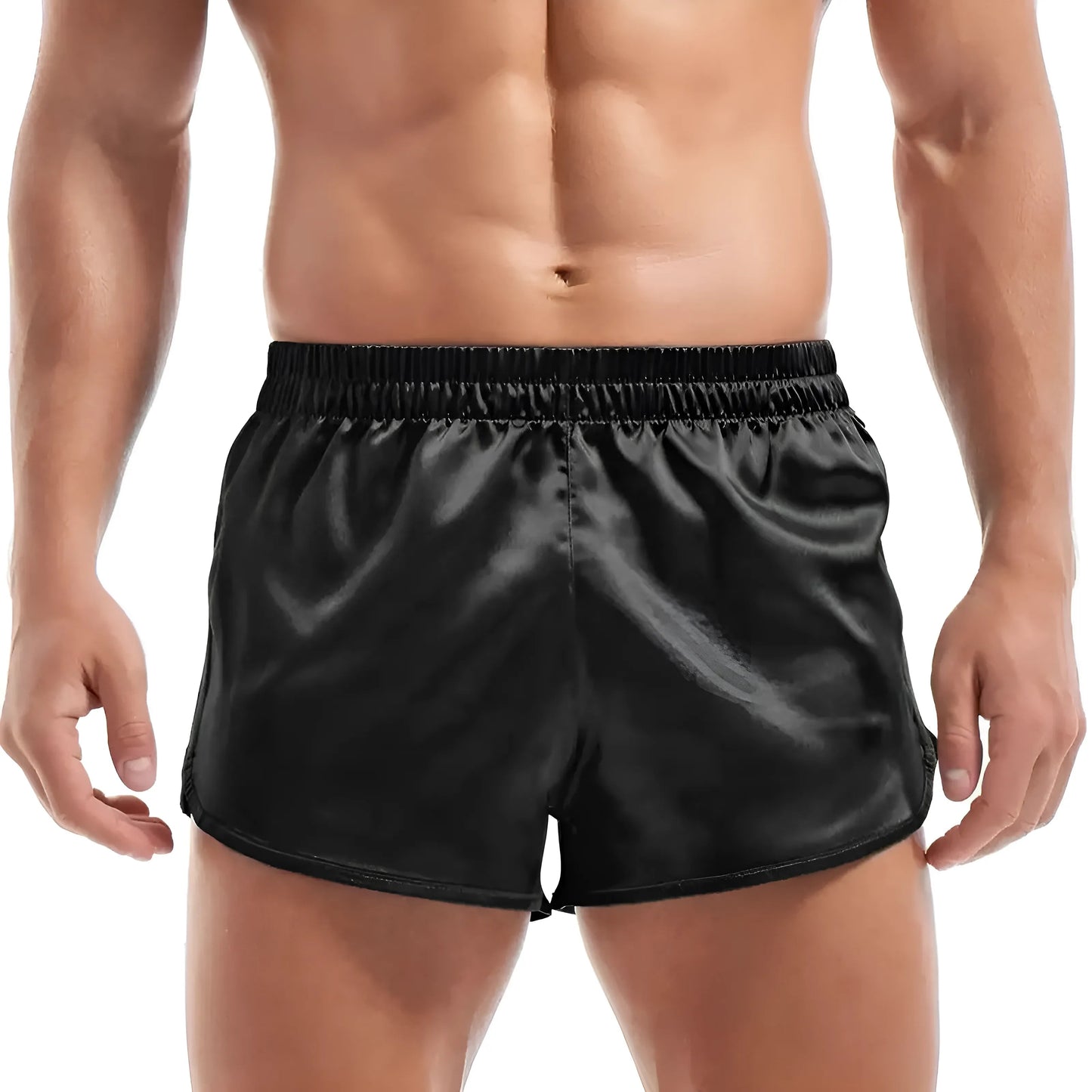 Noir Shorts en satin pour hommes