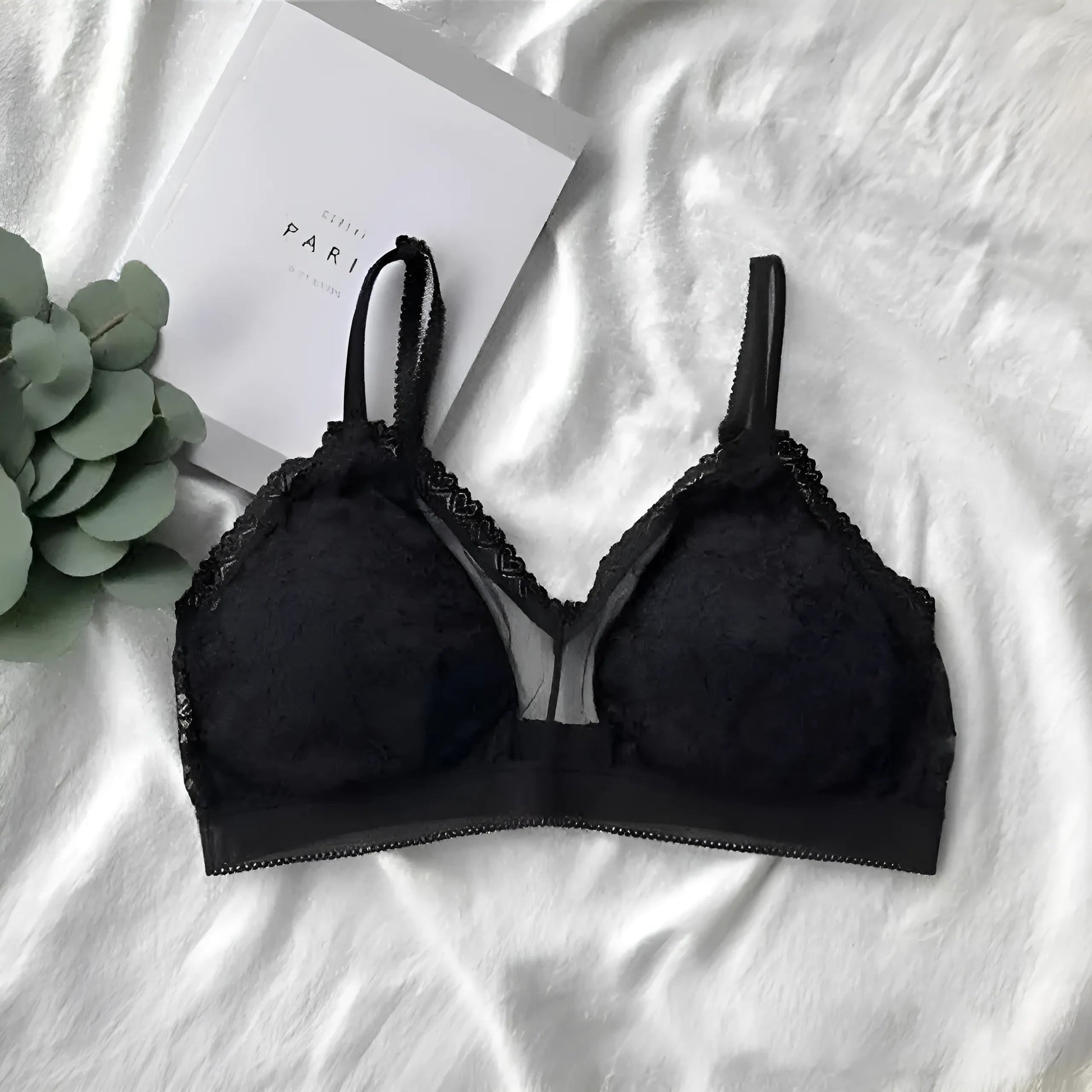 Noir Soutien-gorge bralette à bretelles