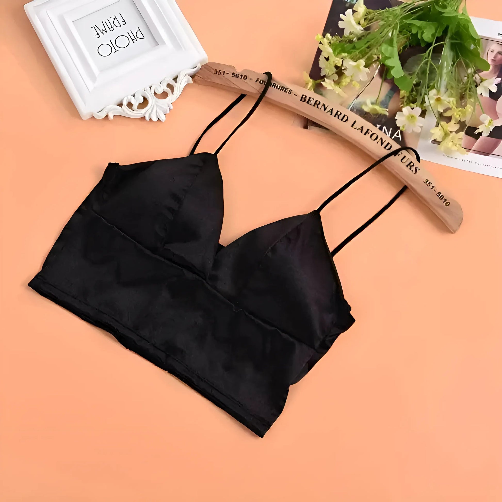 Noir Soutien-gorge bralette en satin