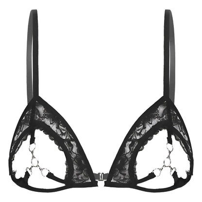 Noir Soutien-gorge en dentelle avec détail découpé