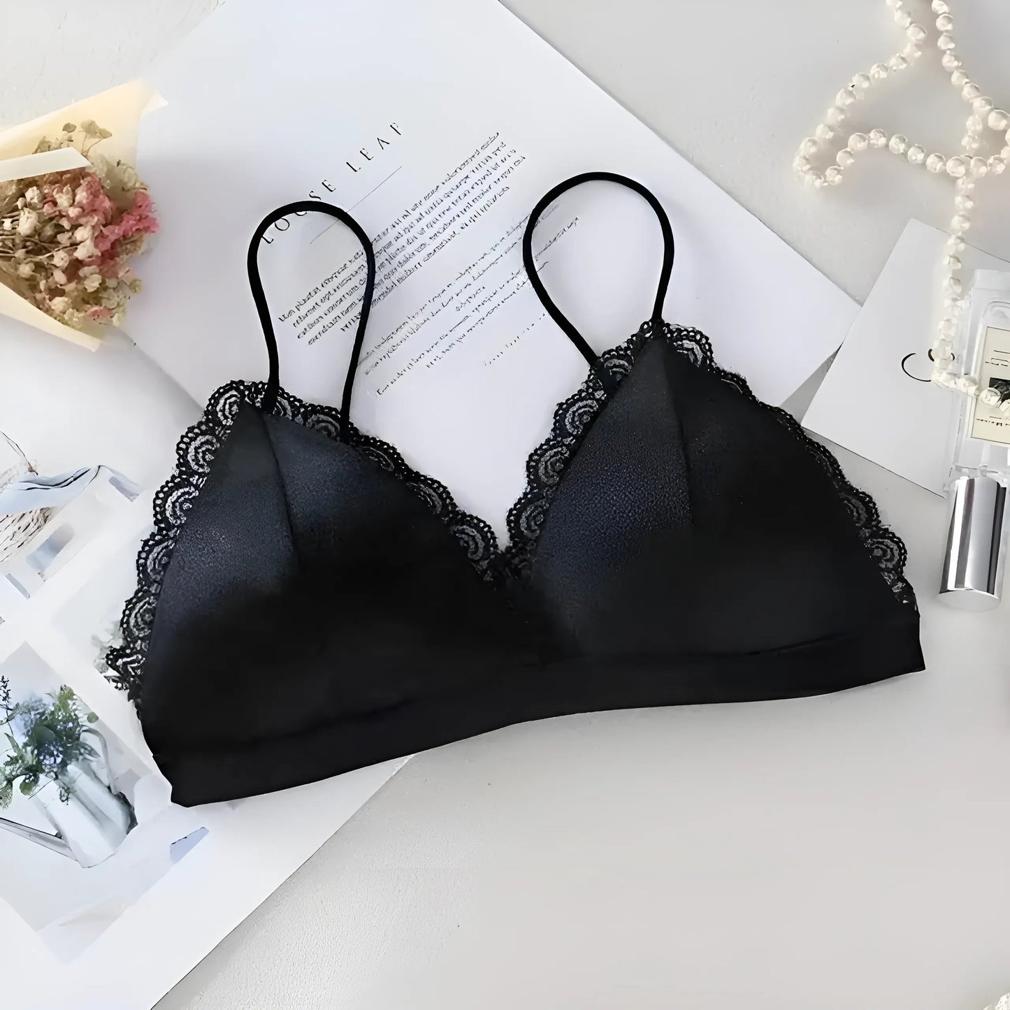 Noir Soutien-gorge en dentelle triangle