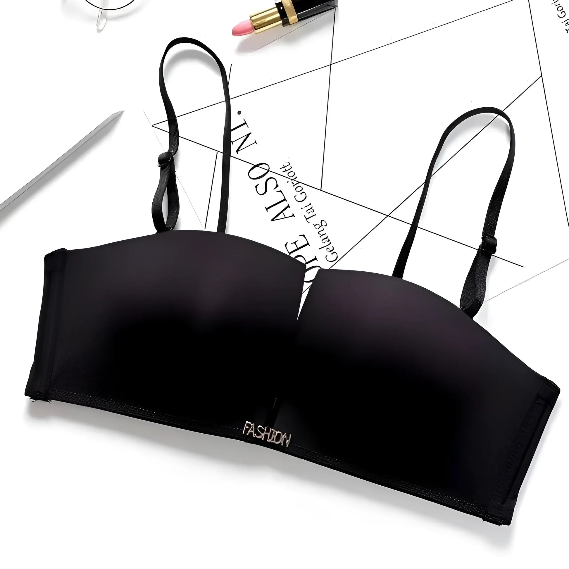 Noir Soutien-gorge push-up simple avec bretelles amovibles