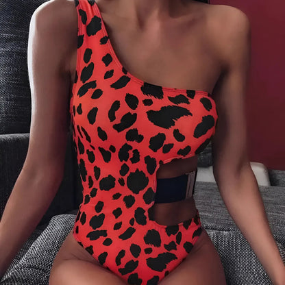 Orange Maillot de bain une pièce avec découpes