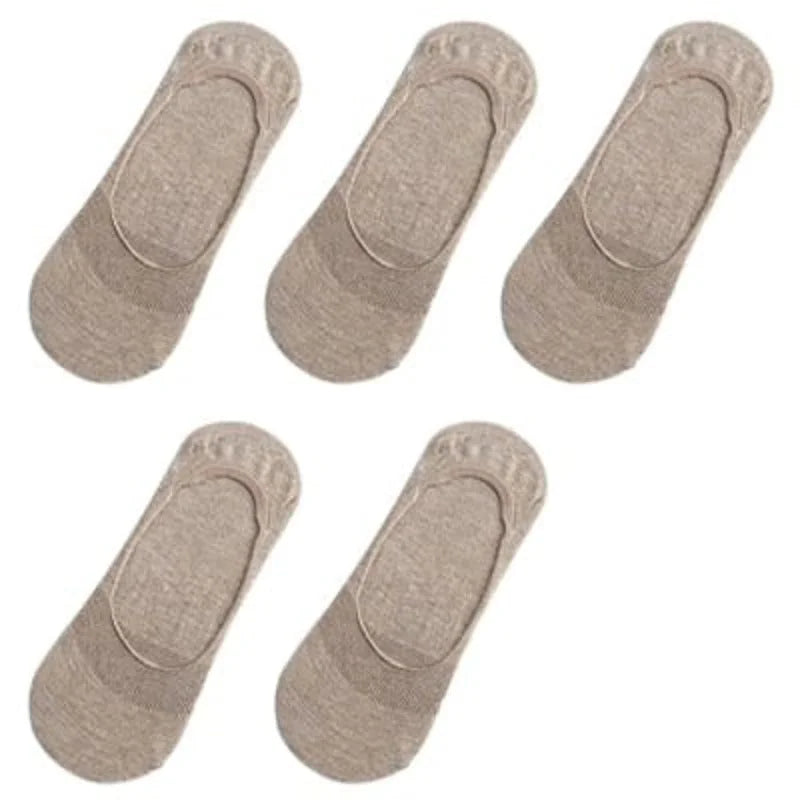 Pack de 5 paires de chaussettes de cheville pour femmes - marron / 35-40