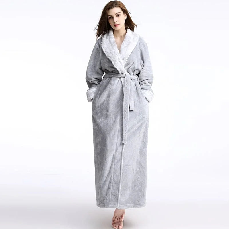 Peignoir long pour femme - gris / s