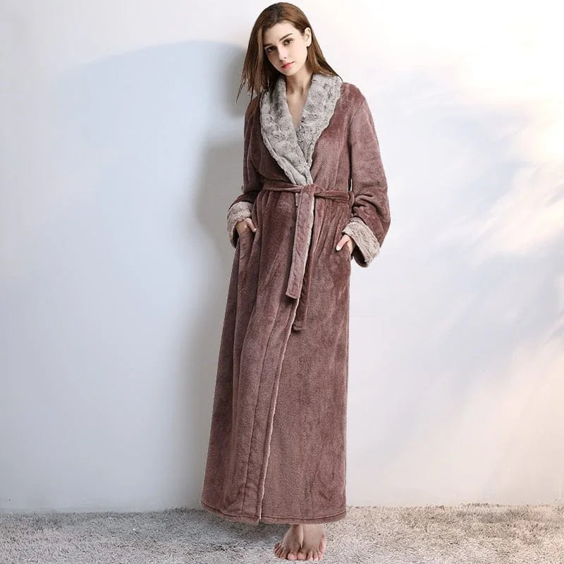 Peignoir long pour femme - marron / s