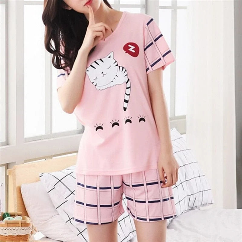 Pyjama chat pour femmes - rose / s