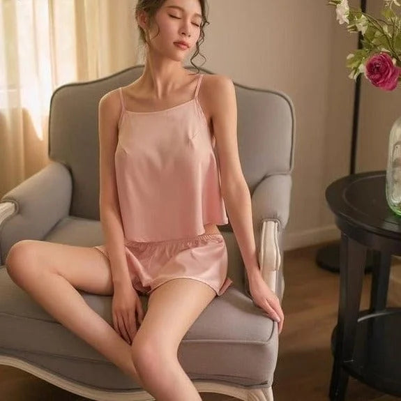 Pyjama classique pour femme à deux pièces - rose pâle / universel