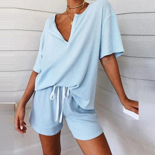 Pyjama classique pour femmes - bleu / s