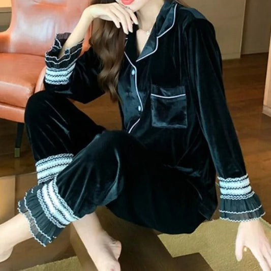 Pyjama femme à manches longues - noir / s
