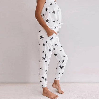 Pyjama femme à motif étoilé avec pantalons longs