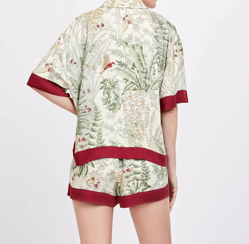 Pyjama femme à motifs de feuilles