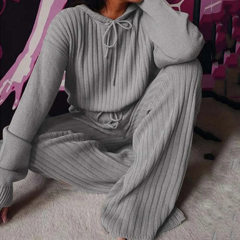 Pyjama femme à rayures larges et amples - gris / s