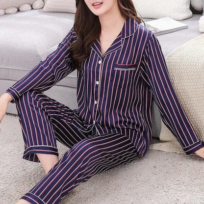 Pyjama femme à rayures verticales - violet / s