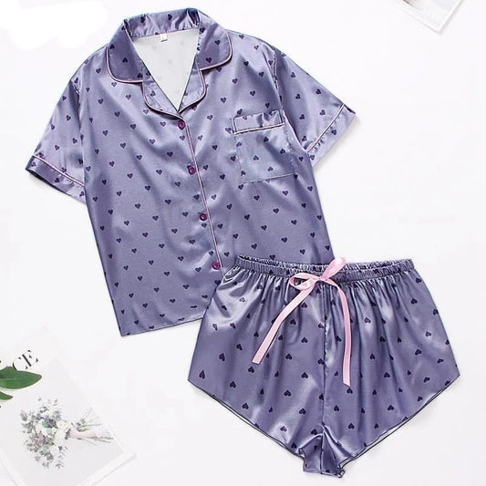 Pyjama femme avec des cœurs - violet / s