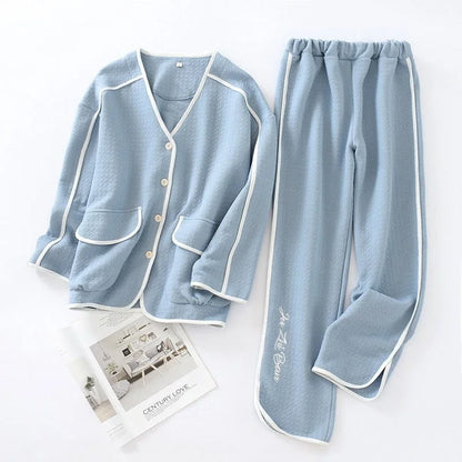 Pyjama femme boutonné - bleu / s