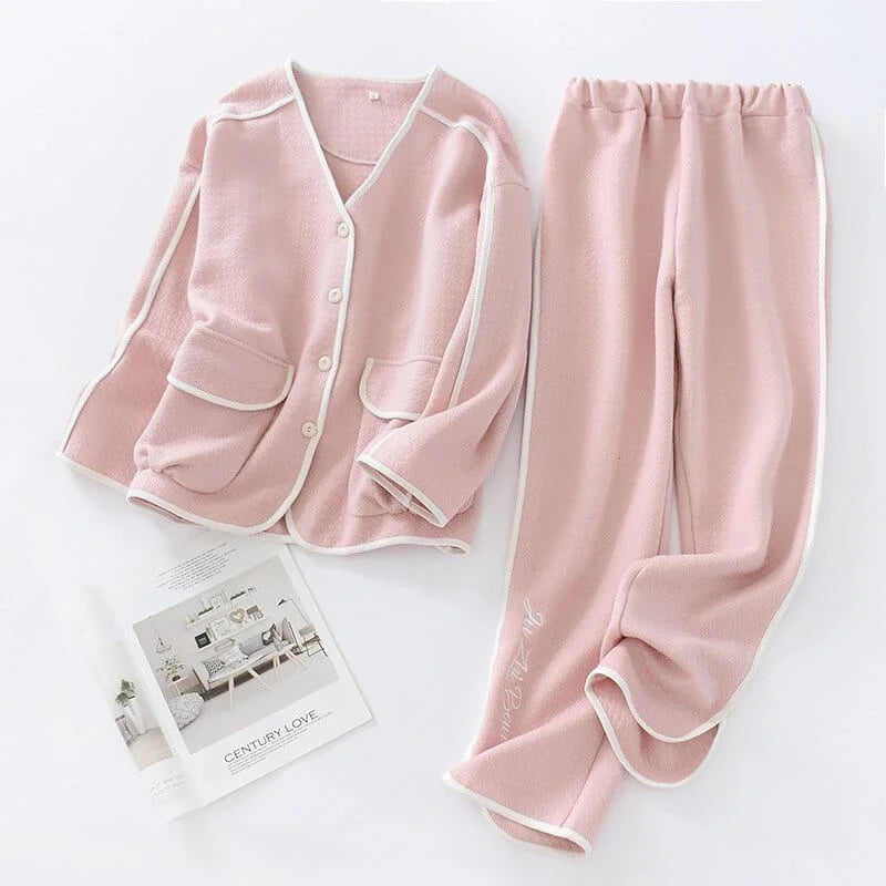 Pyjama femme boutonné - rose / s