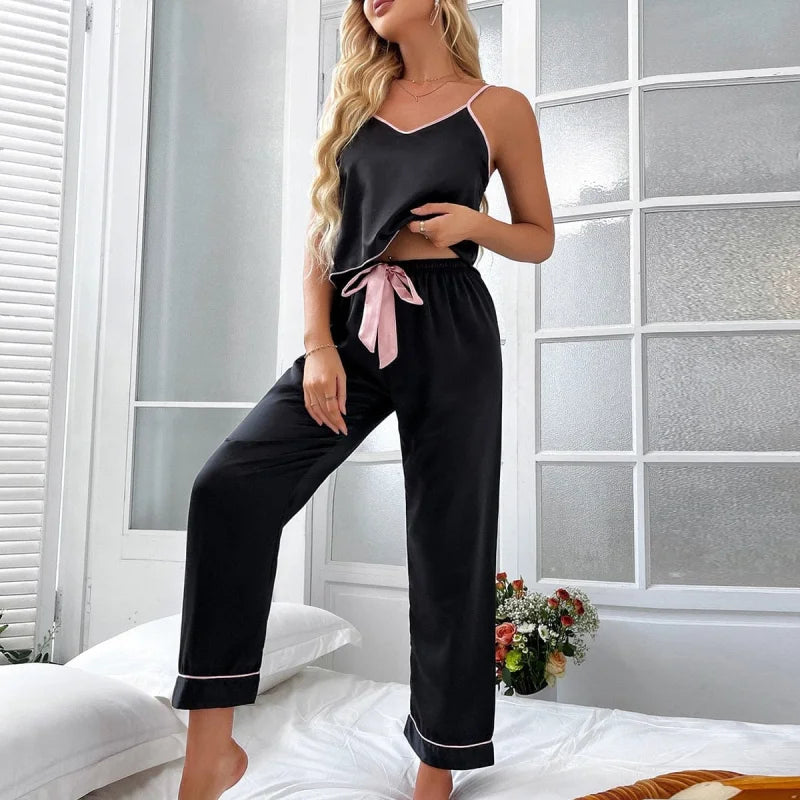 Pyjama femme en satin - noir / s