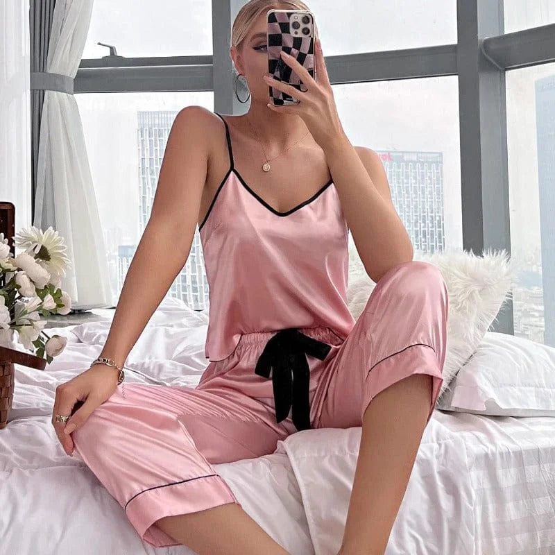 Pyjama femme en satin - rose / s