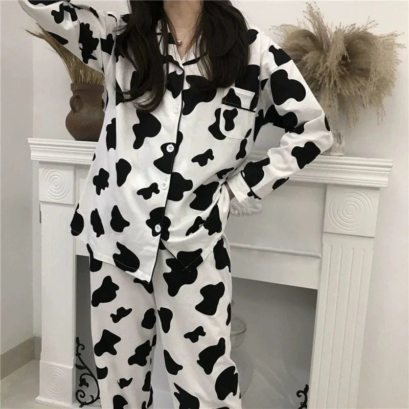 Pyjama imprimé vache pour femme