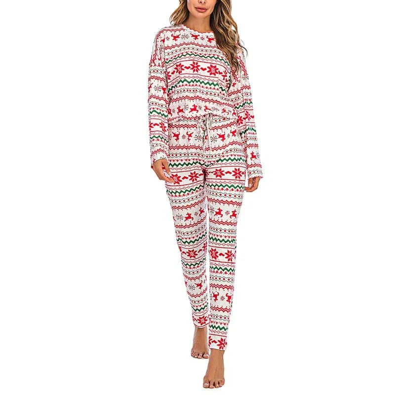 Pyjama long pour femmes avec motif de noël - blanc / s