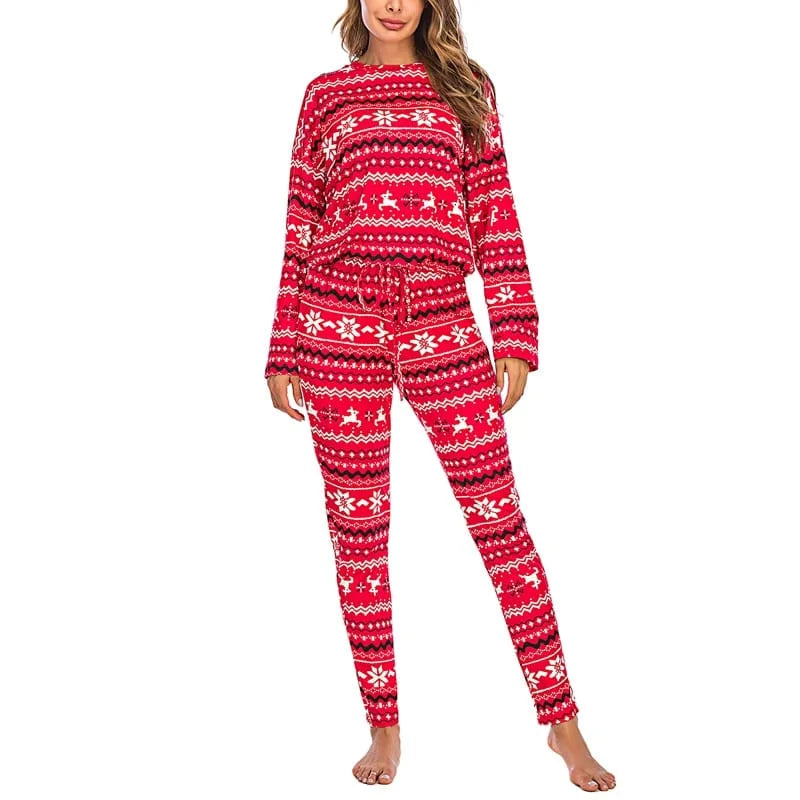 Pyjama long pour femmes avec motif de noël - rouge / s