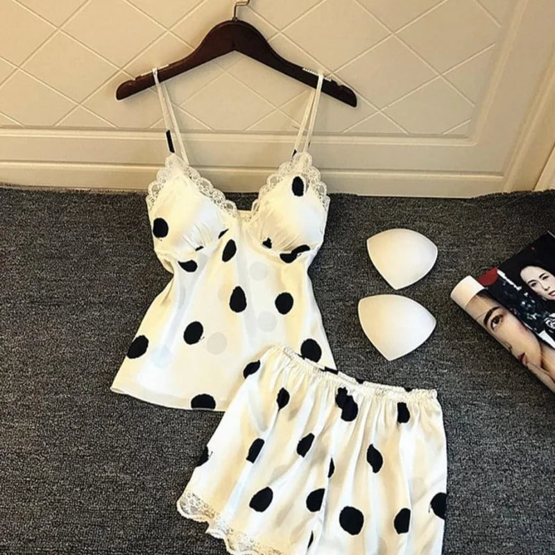 Pyjama pour femme à gros pois - blanc / s