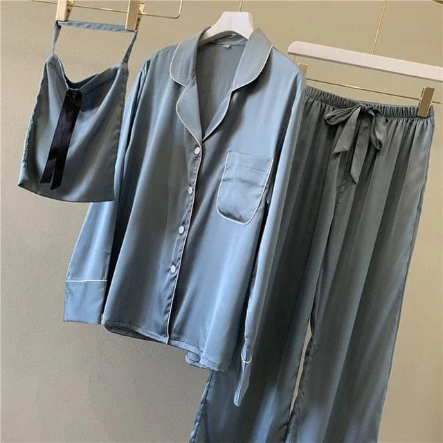 Pyjama pour femmes à manches longues - gris / s