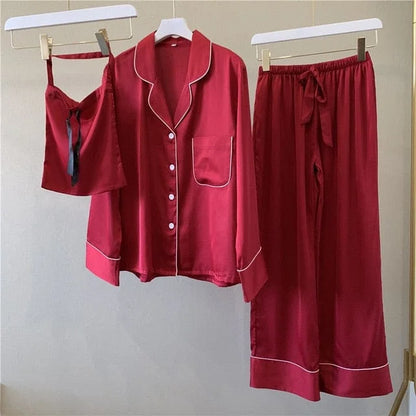 Pyjama pour femmes à manches longues - rouge / s