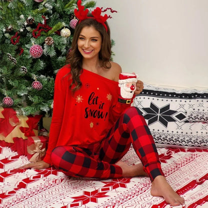 Pyjama pour femmes avec motif de noël - rouge / s