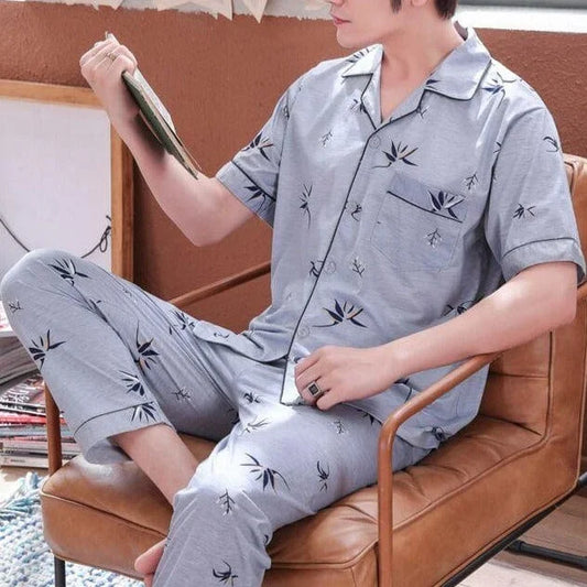 Pyjama pour homme avec haut de chemise - bleu / s