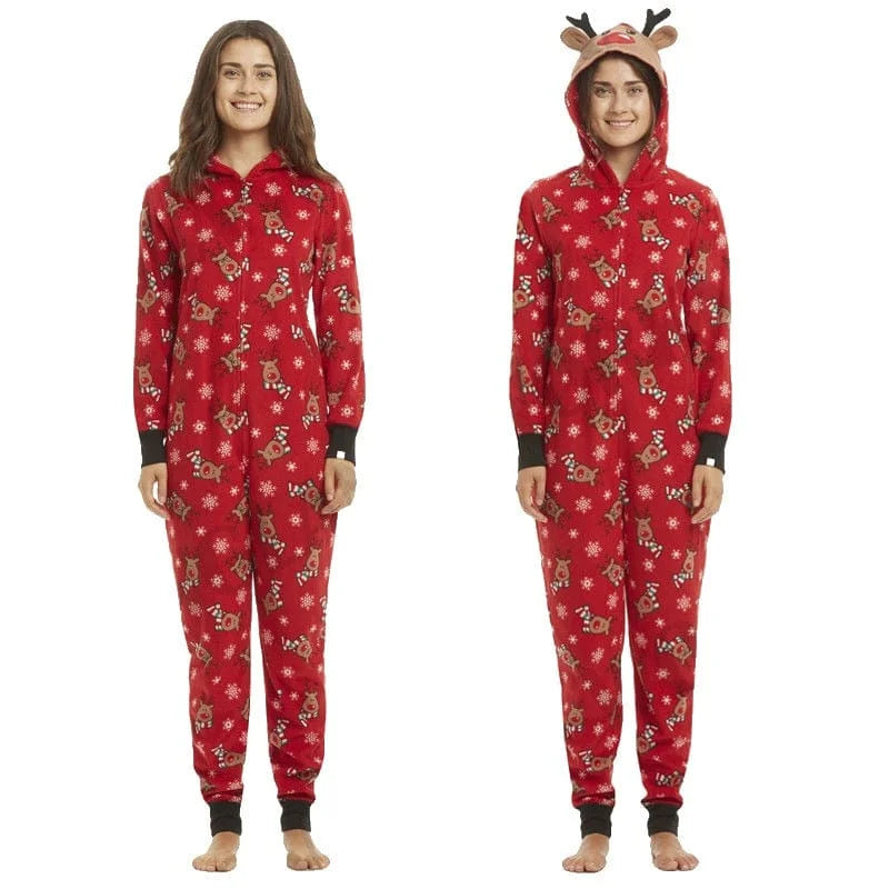 Pyjama une pièce pour femmes avec motif de noël - rouge / s