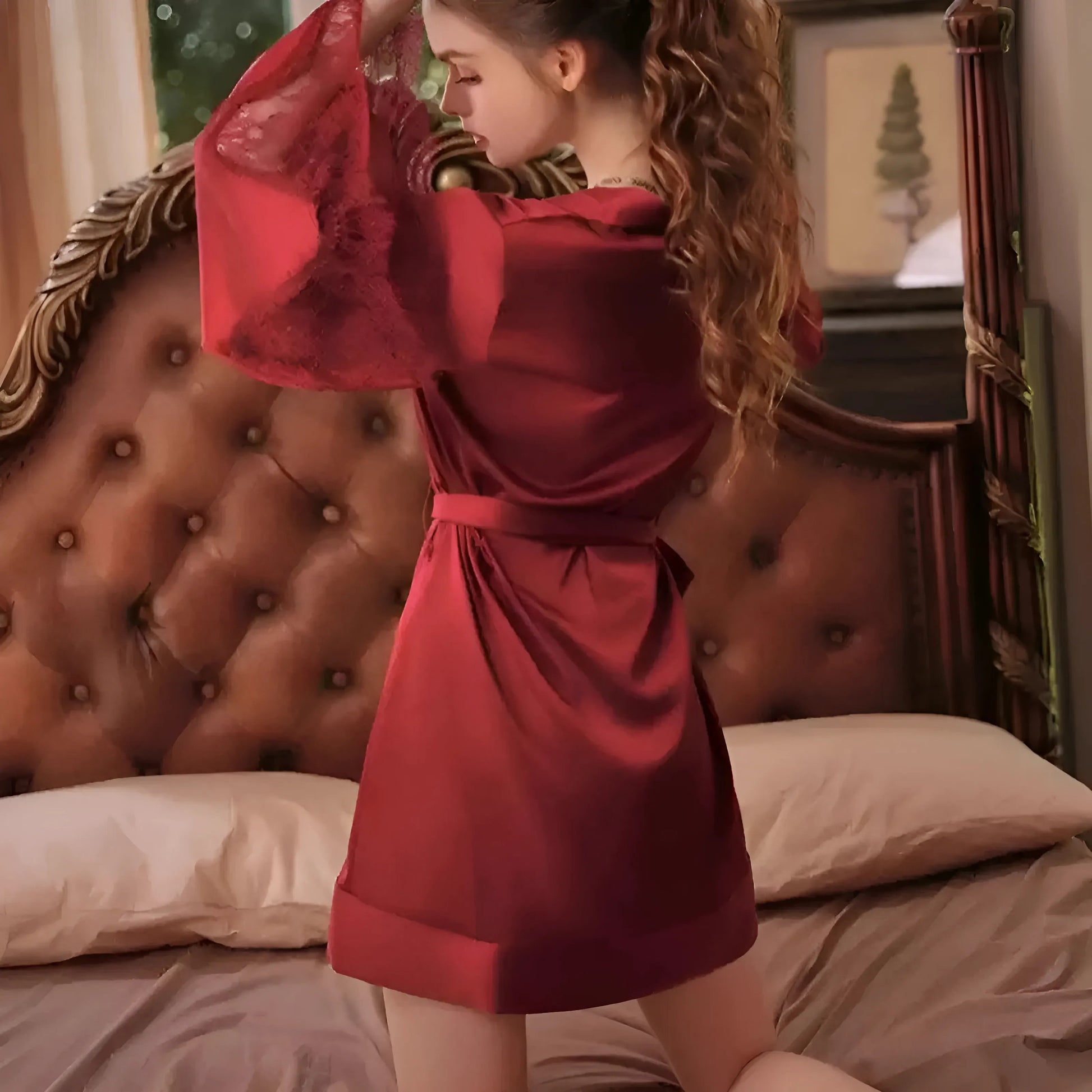  Robe de chambre à manches en dentelle