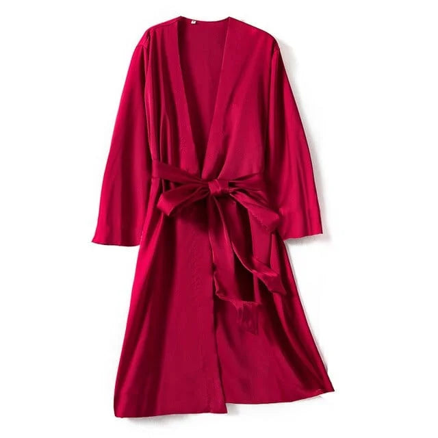Robe de chambre classique pour femmes - rouge / s