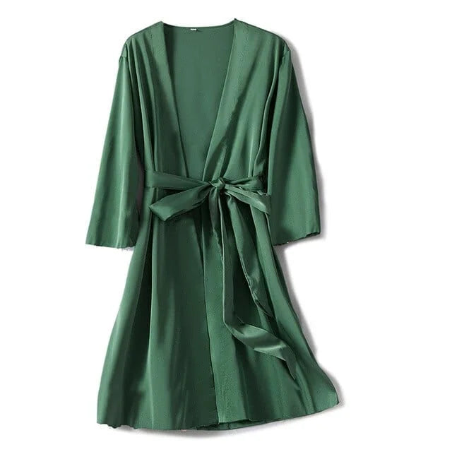 Robe de chambre classique pour femmes - vert foncé / s
