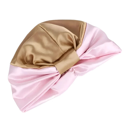 Rose-beige Bonnet de sommeil en satin classique