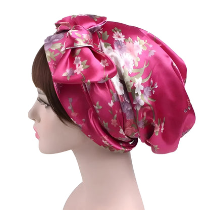 Rose Bonnet de sommeil en satin avec liens