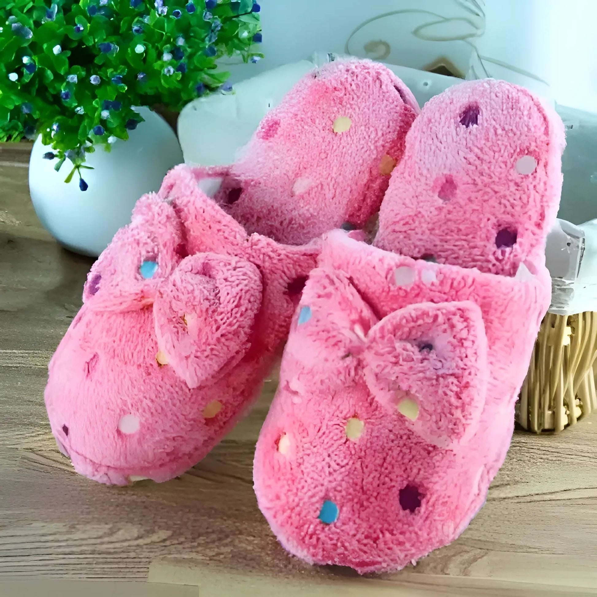 Rose Chaussons avec nœud