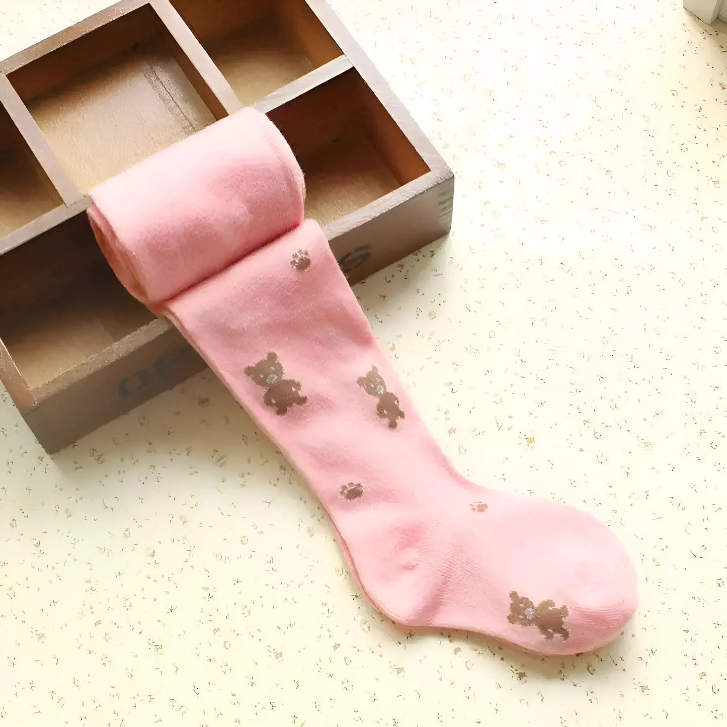 Rose clair Collants avec imprimé ours pour enfants