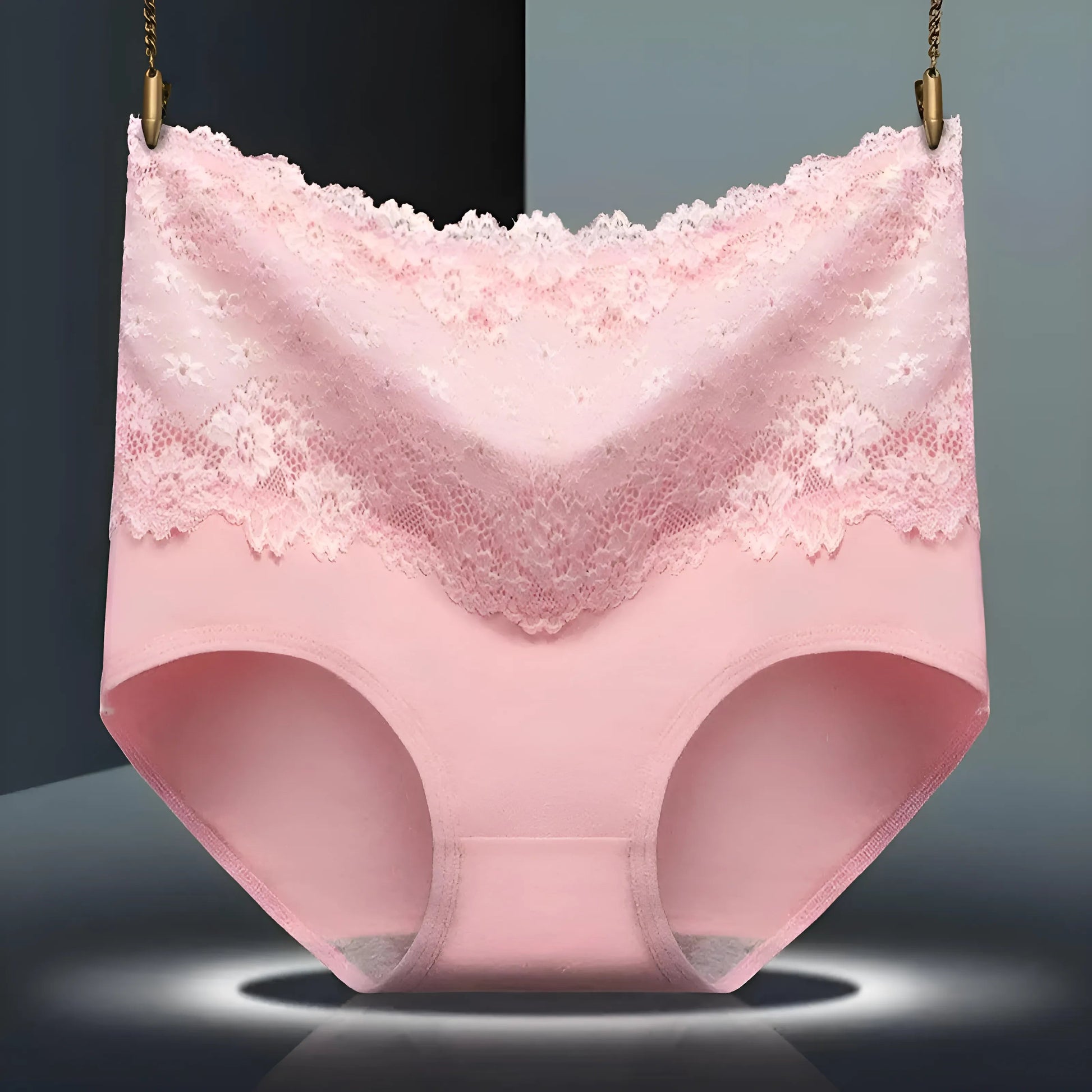 Rose clair Culotte haute en dentelle