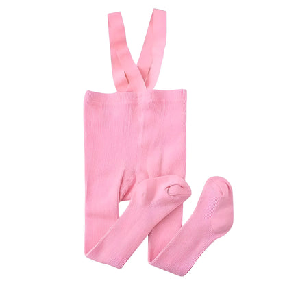 Rose Collants avec bretelles pour enfants