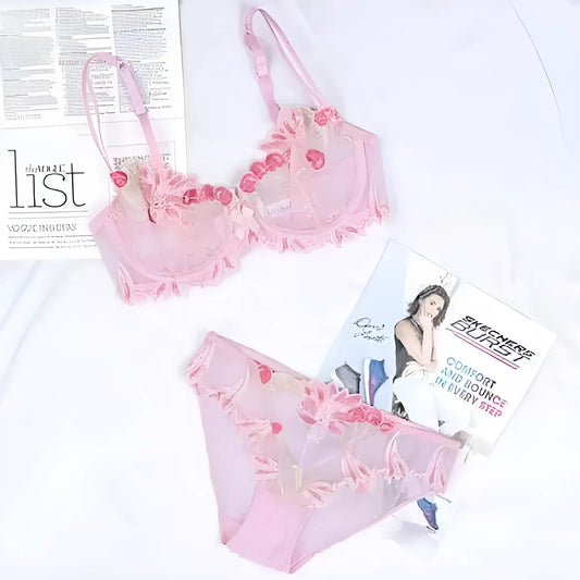 Rose Ensemble de lingerie en dentelle avec motif floral