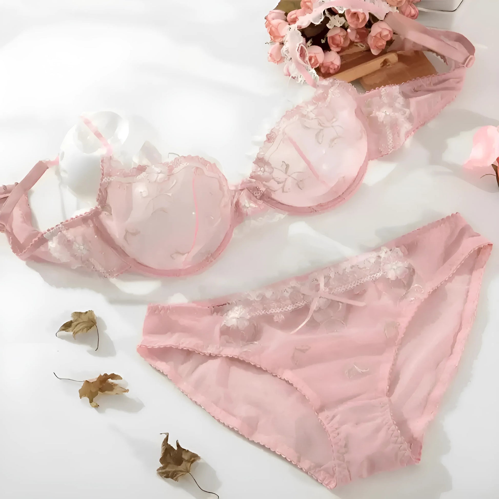 Rose Ensemble de lingerie en dentelle florale