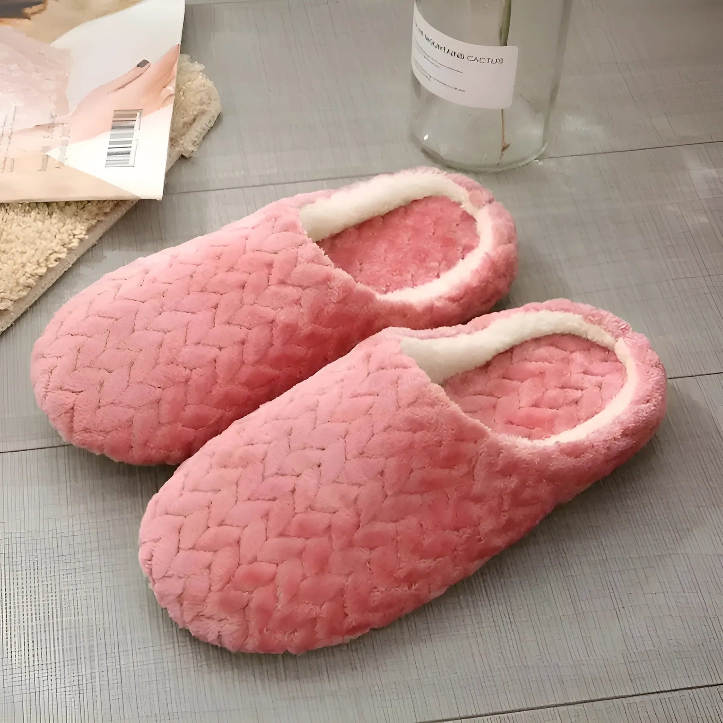 Rose foncé Chaussons tissés pour femmes