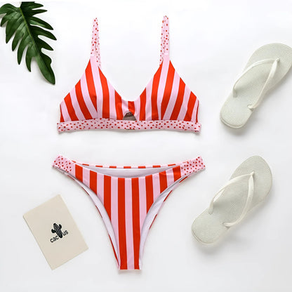 Rose Maillot de bain à deux pièces à motifs