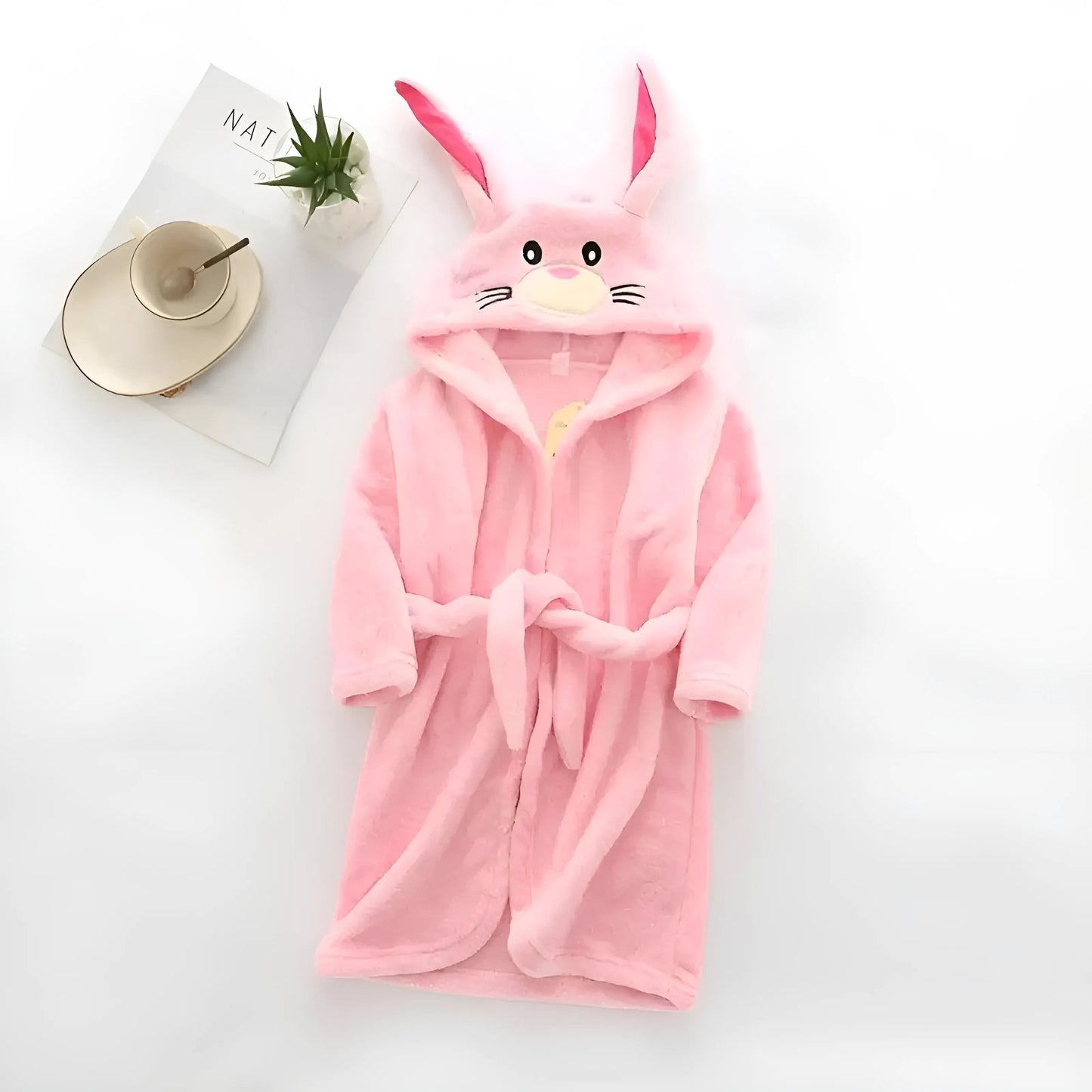 Rose Peignoir de bain motif lapin pour enfants