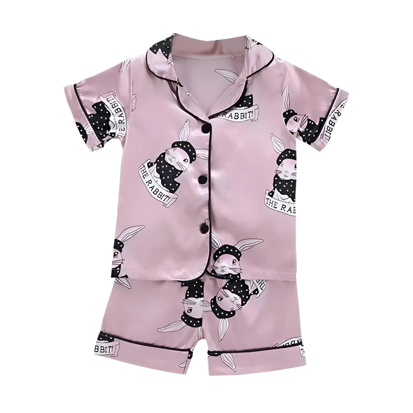 Rose Poudré Pyjamas en soie pour enfants