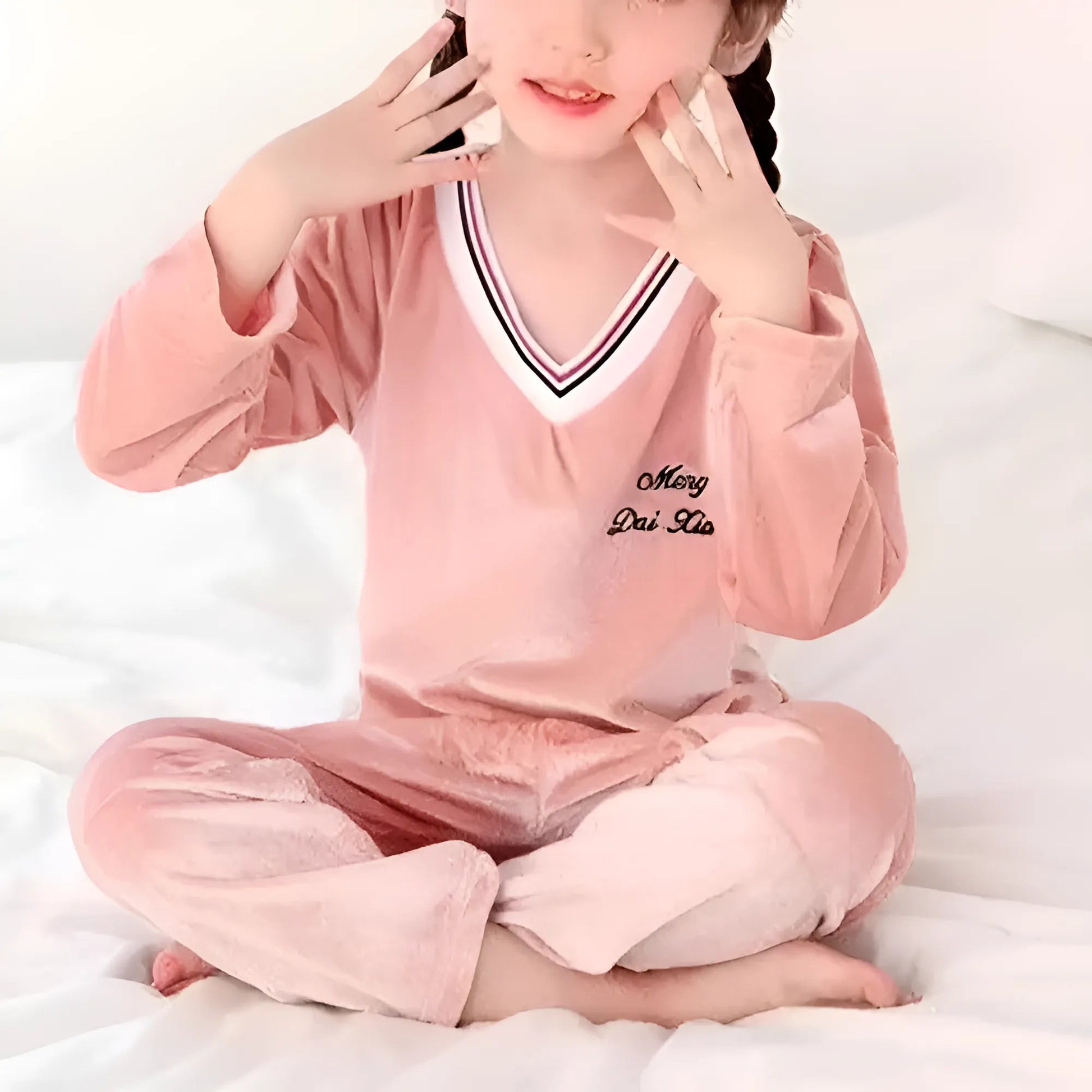 Rose Pyjamas en velours pour enfants