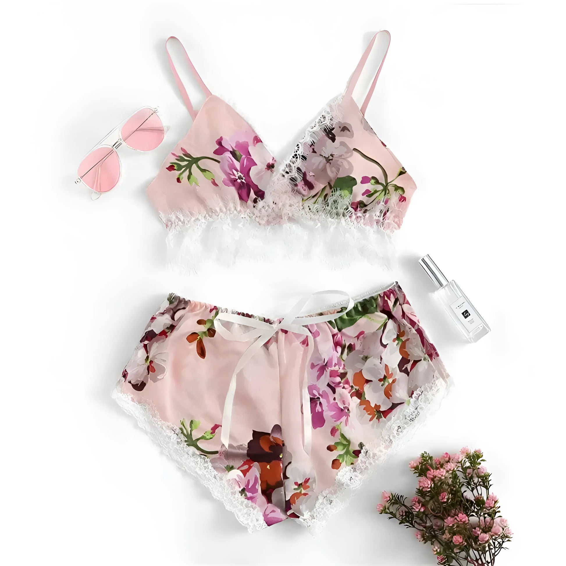 Rose Pyjamas floraux pour femmes